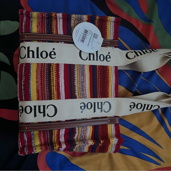 Rare Chloe Medium Woody Stripe Recycled Cashmere Blend Tote Brand New With Tag - Picture 3 of 8